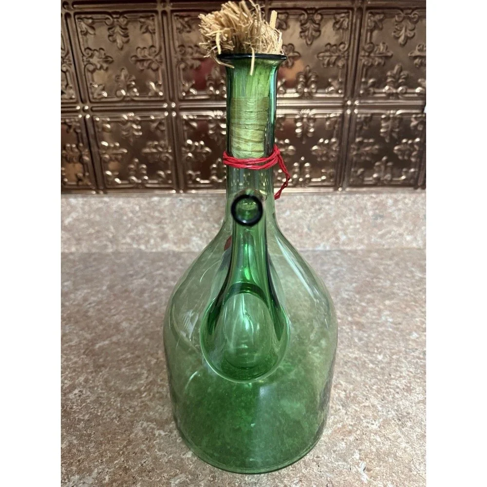 Princess House Old World Italian Wine Chiller Green Glass Decanter